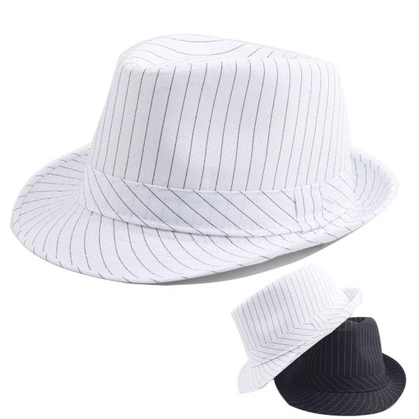ストライプ柄 中折れハット 帽子 ハット 中折れ 黒 ブラック 白 ホワイト メンズ レディース HAT 3501