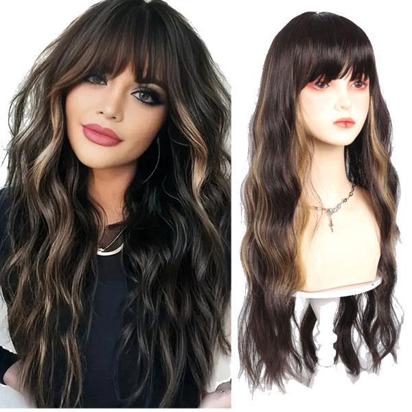 フルウィッグ ロングカール 70cm 外国人風ウィッグ ハイライト 耐熱 コスプレwig コスプレ かつら カツラ 変装 仮装 ハロウィン WIG W3711