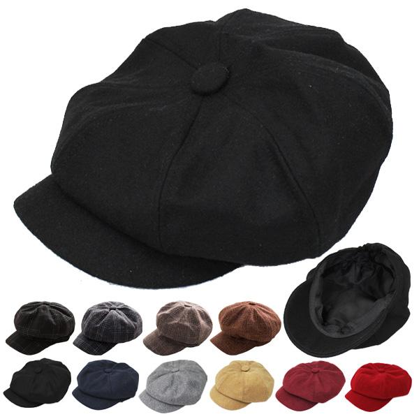 帽子 フェルト風 キャスケット 無地 キャスケット帽 厚手 チェック柄