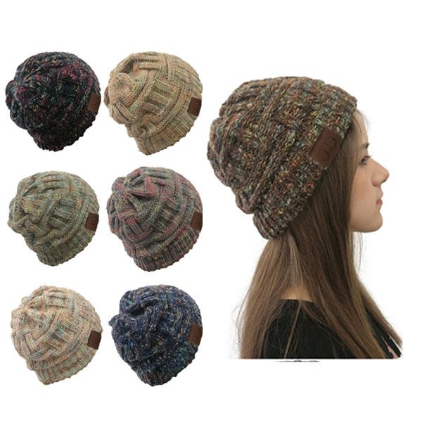 ニット帽 マルチカラー 配色ニット帽 ざっくりニット カラフル