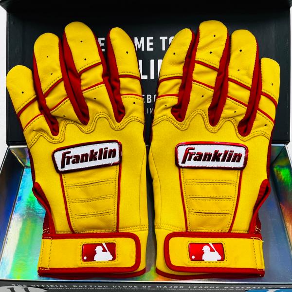 【当店限定モデル】Franklin　フランクリン　オリジナルオーダーモデル　バッティング手袋　バッティンググローブ　野球　イエロー　レッド　刺繍可能