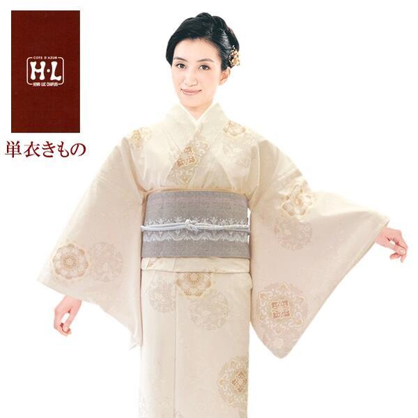 【H.L 単衣きもの】単品【No.134 ピンク系】ダスティカラー 小紋 総柄 洗える 夏物 6月 9月【E】