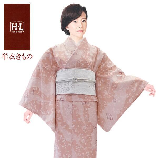 【H.L 単衣きもの】単品【No.138 ピンク】ダスティカラー 小紋 総柄 洗える 夏物 6月 9月【E】