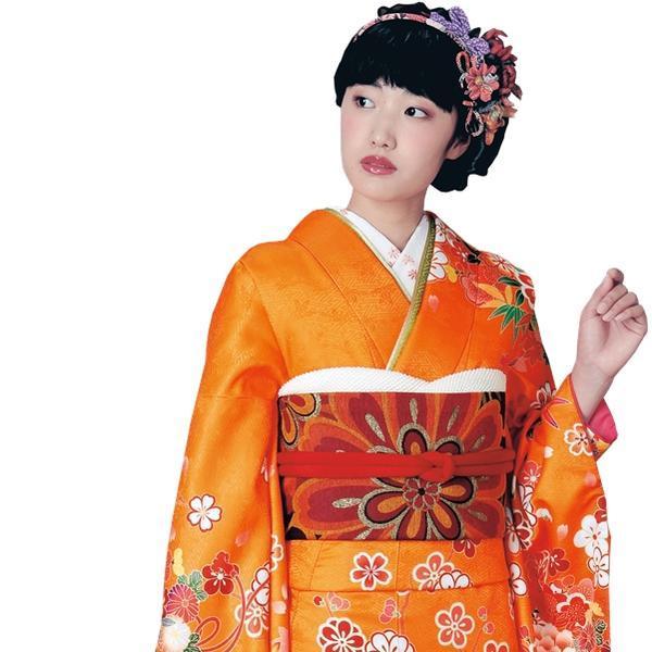 H.L 絵羽振袖着物【単品】【17】オレンジ系 卒業式・成人式・パーティ
