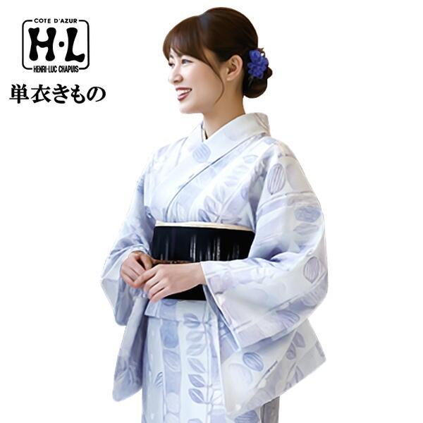 【H・L 単衣きもの 単品】水色系 627 夏物（6月・9月）小紋 総柄 洗える 女子会 お出かけ カジュアル【E】