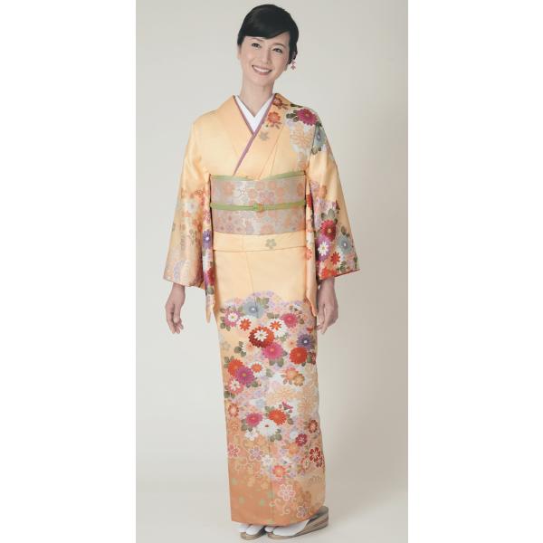 H.L訪問着セット【14 山吹色系】【着物 袋帯 長襦袢】洗える着物 華やかな花柄 結婚式 披露宴 パーティー