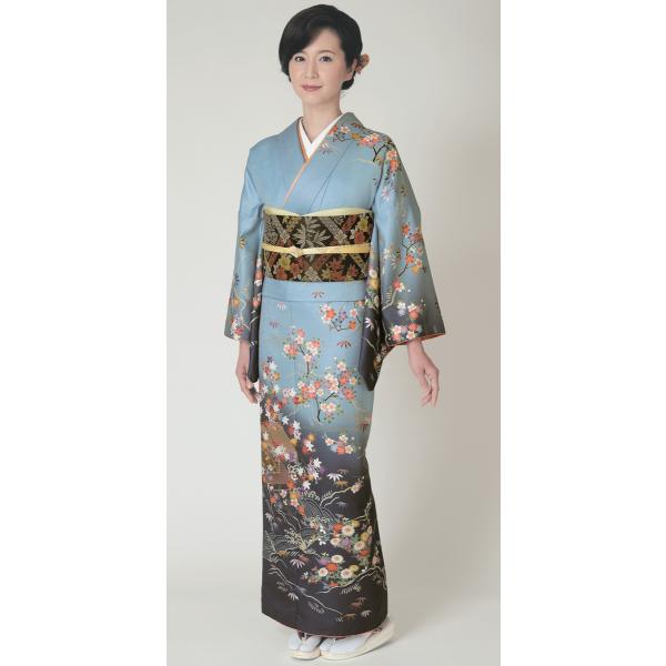 H.L訪問着セット【7 水色系】【着物 袋帯 長襦袢】洗える着物 華やかな花柄 結婚式 披露宴 パーティー