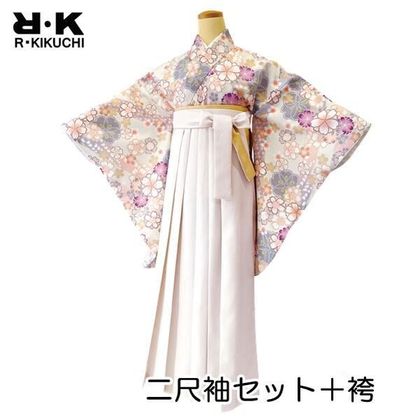 【RK 二尺袖着物袴セット】二尺袖着物・襦袢・腰紐・袴・袴下帯【No.925 No.952】花柄 地模様 アースカラー リョウコ キクチ【E】
