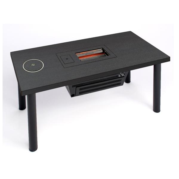 ノンダクト焼肉無煙ロースター【BBQヘルシーロースター】テーブルビルトインコンロ/6人用W1500/ウェッゲ・木目[JI593K]/パワフル