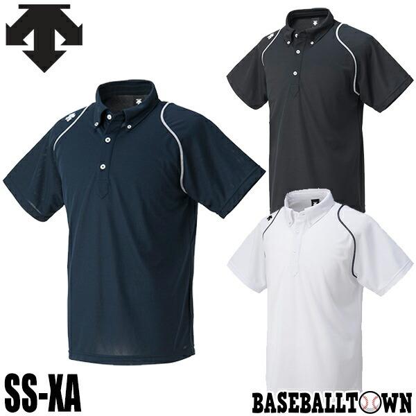 DESCENTE 野球 ポロシャツ メンズ 半袖 デサント ボタンダウン