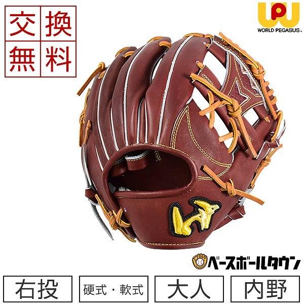 ワールドペガサス：硬式・軟式兼用グラブ：右投げ用：内野手用：サイズ6：茶色 ワールドペガサス：硬式・軟式兼用グラブ：右投げ用：内野手用：サイズ