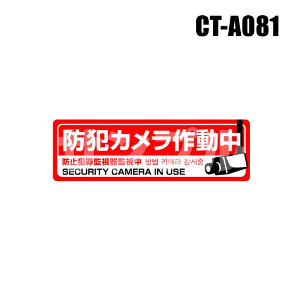 【メール便可】防犯カメラ・監視カメラと併用で大活躍 ４カ国語対応・コンパクト防犯ステッカー（防犯カメラ監視中［赤］）CT-A081