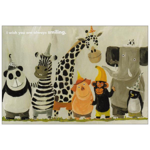 ポストカード イラスト 武内 祐人 全員集合 横並び パンダ シマウマ キリン ブタ チンパンジー ゾウ ペンギン Ill 1858 l Pictorial Network 通販 Yahoo ショッピング