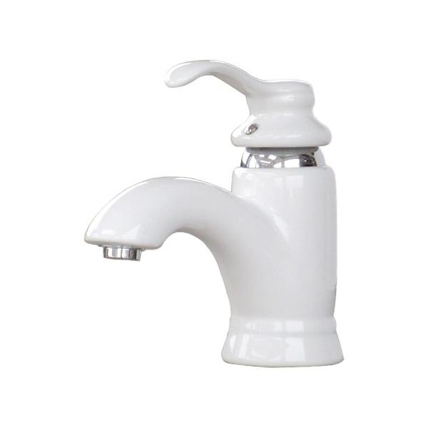 洗面 水栓 蛇口 交換 陶器 混合水栓 レバーハンドル 奥行18×吐水口高