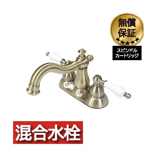 蛇口　アンティーク　新品未使用　真鍮製　ハンドル陶器製　サテンゴールド 楽天市場】カラー万能ホーム水栓（アンティークゴールド）水道の
