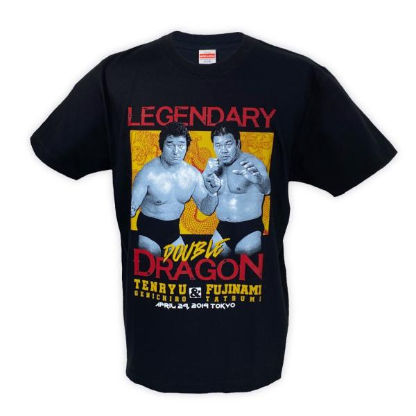天龍源一郎ｘ藤波辰爾 Tシャツ (ブラック) :メール便対応