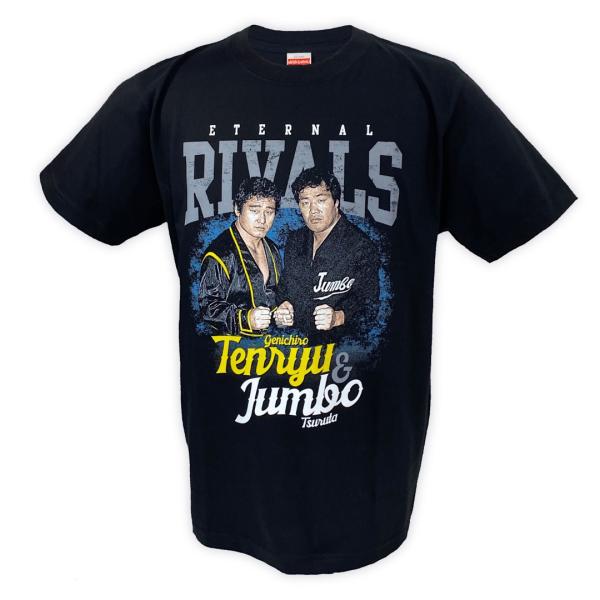 天龍源一郎ｘジャンボ鶴田 Tシャツ (ブラック) 全日本プロレス :メール便対応