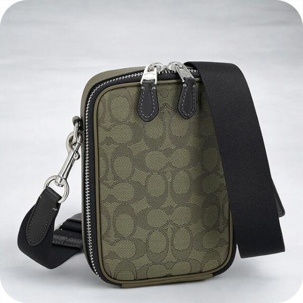 ★COACH コーチレザー ショルダーバッグ オリーブグリーン/ブラック 極美品 COACH コーチ ショルダーバッグ メンズ ブランド CH097 SVVFE