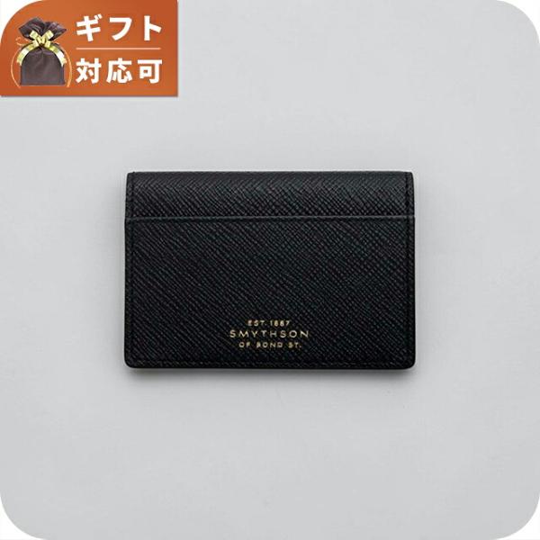 スマイソン SMYTHSON Panama Folded Card Case with Snap Closure カードケース 名刺入れ 1204388-black ユニセックス black カードケース