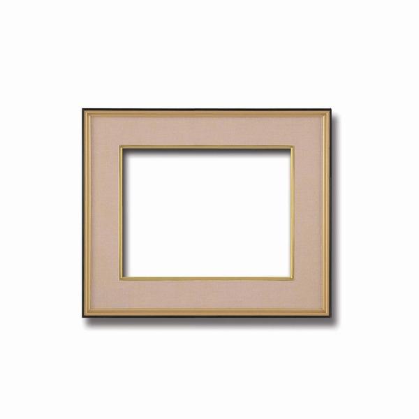 〔和額〕黒い縁に金色フレーム　日本画額　色紙額　木製フレーム　 黒金　色紙F4サイズ(333×242mm)　ベージュ