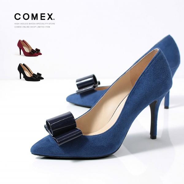 COMEX（コメックス） リボン付き パンプス 9cmヒール 日本製 本革