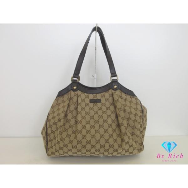 GUCCI（グッチ） トートバッグ 388919 GG キャンバス レザー 茶