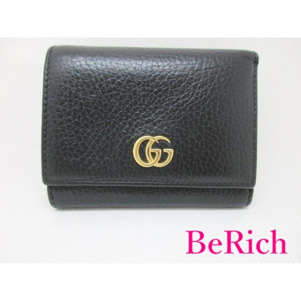 GG グッチ GUCCI Wホック 三つ折り 財布 マーモント ロゴ 474746 黒