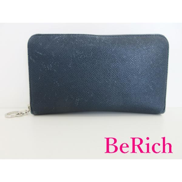 BVLGARI ブルガリ ラウンドファスナー 長財布 284115 ネイビー 紺
