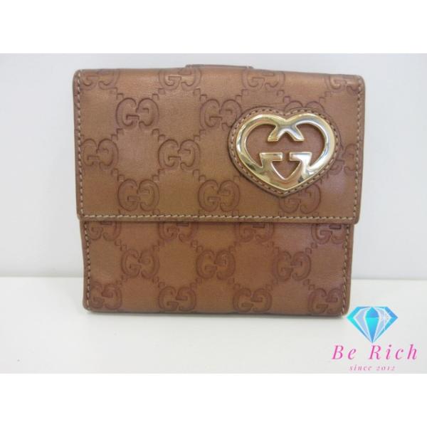 グッチ　折り財布　GGシマ　レザー　ダークブラウン　金属ロゴプレート　Wホック GUCCI（グッチ） GUCCI Wホック 二つ折り財布 245727 GG シマ ブロンズ