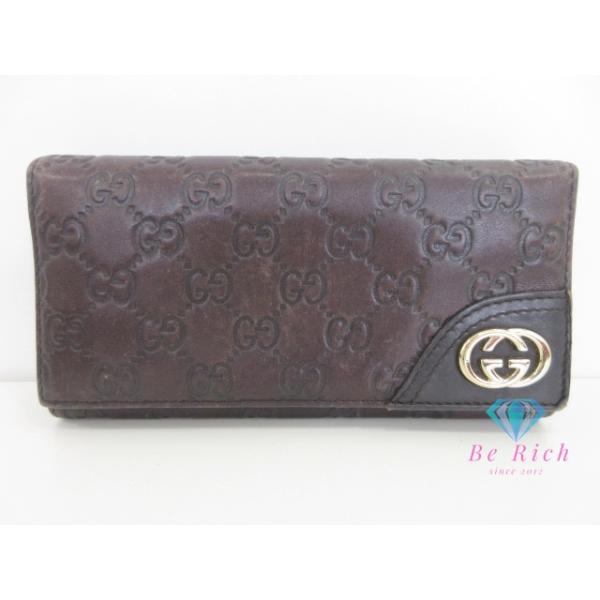 GUCCI グッチ 二つ折り 長財布 204836 GG シマ ダークブラウン