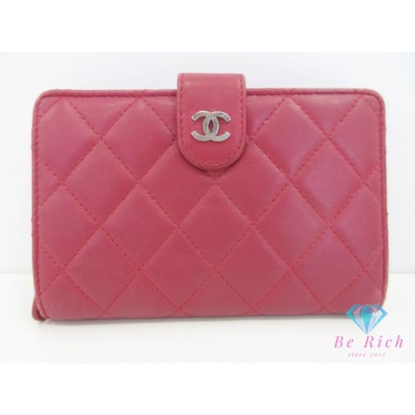 CHANEL シャネル 二つ折り 財布 A48667 マトラッセ ココマーク レッド