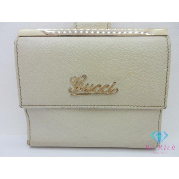 GUCCI（グッチ） Wホック 二つ折り財布 170369 レザー 白 アイボリー