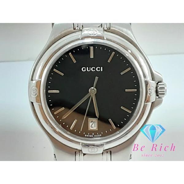 GUCCI グッチ メンズ 腕時計 9040M デイト ラウンド 黒 ブラック