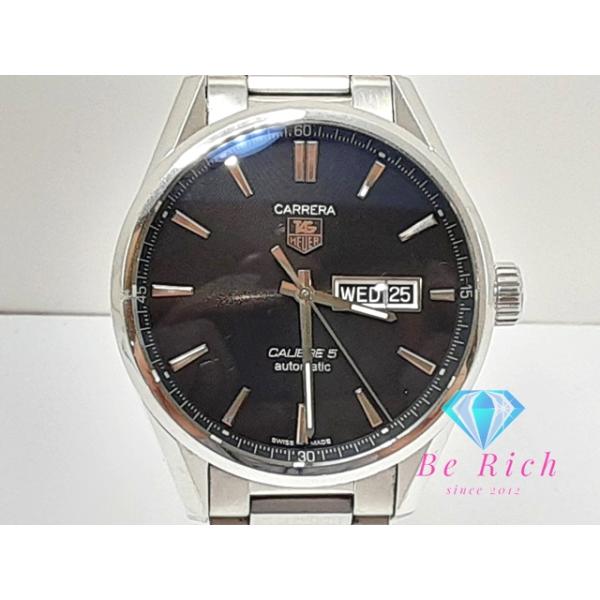 タグホイヤー TAG HEUER カレラ キャリバー5 自動巻き メンズ 腕時計 デイデイト WAR201-A 黒 シルバー SS【中古】【送料無料】 bt3272