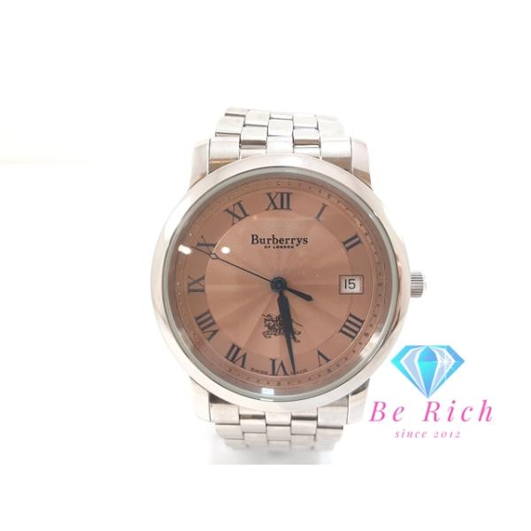 BURBERRY バーバリー クォーツ メンズ 1641 BURBERRY バーバリー メンズ 腕時計 デイト 12000G オレンジ シルバー
