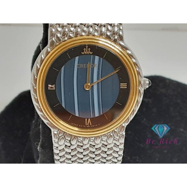 SEIKO セイコー 5A70-0260 クレドール ラウンドフェイス ブルーメノウ 腕時計 SS SS K18YG レディース [中古] SEIKO（セイコー） 5A70-0260 クレドール ラウンドフェイス ブルー