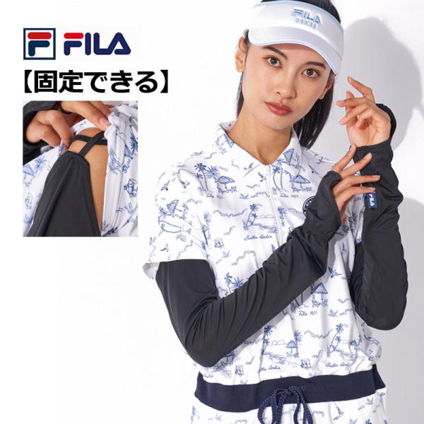 冷感 アームカバー レディース FILA フィラ 吸汗速乾 手の甲カバー アームスリーブ スポーツウェア 753940 メール便 送料無料