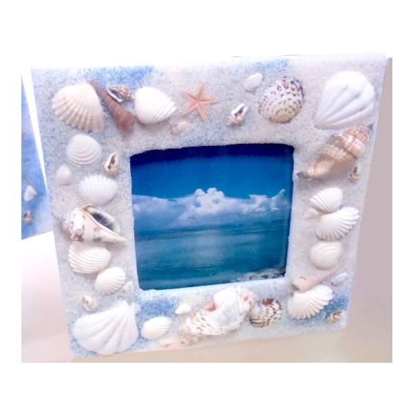 貝殻フレーム シェルの写真立て 中 沖縄雑貨 南島雑貨 貝殻細工 フォト 