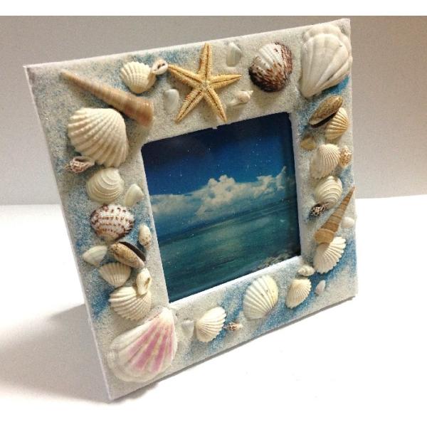 貝殻フレーム シェルの写真立て 中 沖縄雑貨 南島雑貨 貝殻細工 フォト 