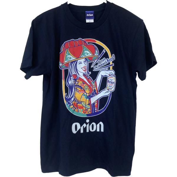 オリオンビールTシャツ 花笠ガール　紺　orion 正規品