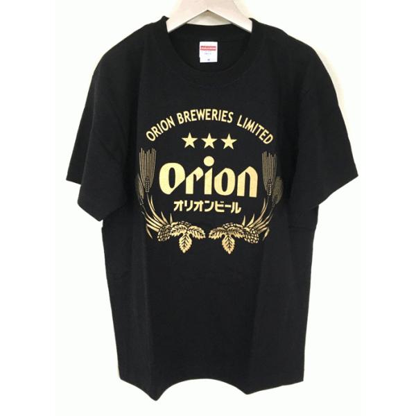 オリオンビールTシャツ ジョッキロゴ ブラックラメゴールド Tシャツ 送料無料