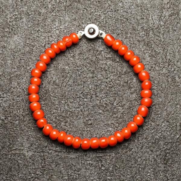 希少　ヴィンテージ　シルバー　ビーズ　カラフル　アンティーク　ブレスレット アンティークビーズ ブレスレット オレンジ ヴィンテージビーズ