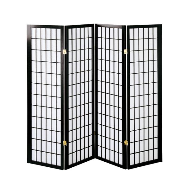 和風衝立 4連 高さ150cm 目隠し 間仕切り パーテーション スクリーン 仕切り モダン 四面 四連 和室 格子 こだま (ブラック) KOE-0051KDM 爆買