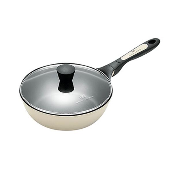 ディープパン 24cm ガラス蓋付き IH対応 ガス火対応 ふっ素加工