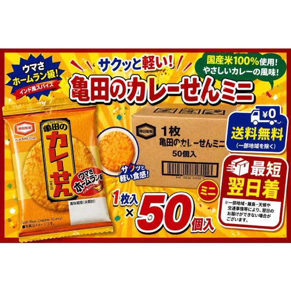 カレーせんミニ 1枚×50袋(50袋×1Ｂ） 送料無料 亀田製菓 訳あり おせんべい 催事 イベント 業務用
