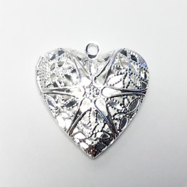 ビーズクラブ チャーム ハート ロケット ペンダント 銀 5個 25mm