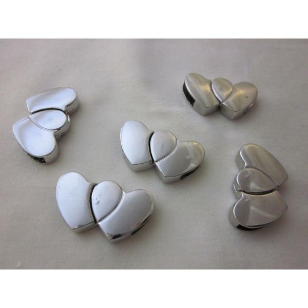 ビーズクラブ マグネット クラスプ 留め金 ハート大 銀 5個 28mm  