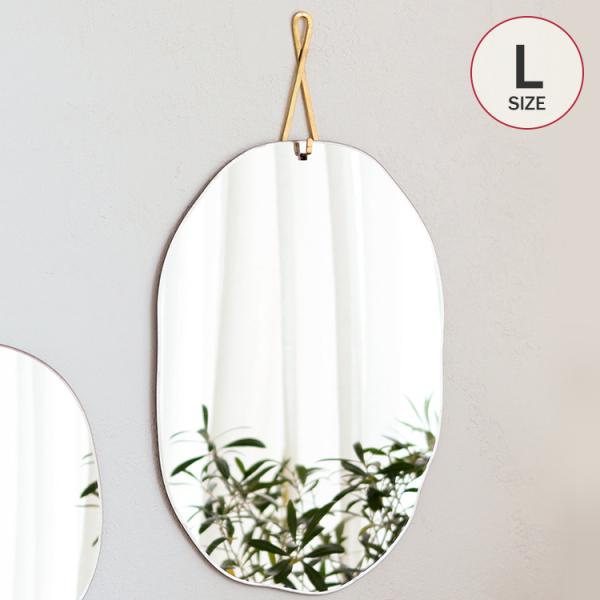 壁掛けミラー　オーバル 花模様　アイアン　透かし細工 鏡 壁掛けミラー 真鍮 フック アクリルミラー ブラス ウォールミラー L