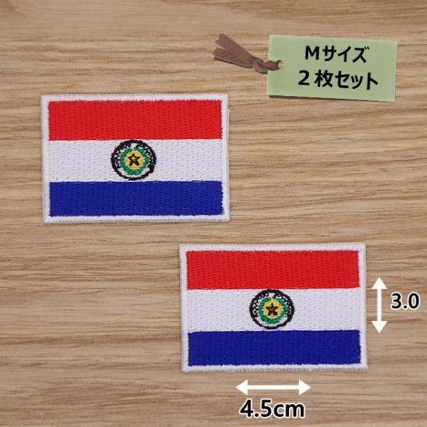 アイロンワッペン(パラグアイ国旗)(Ｍサイズ) ２個セット