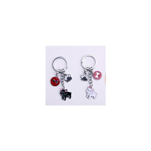 フレンチブルドッグ型のキーホルダー   エナメル  輸入雑貨  アクセサリー  犬  かわいい  フレブル　9/10　再入荷　白　黒